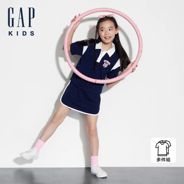 GAP 女童裝 Logo翻領短袖短裙家居套裝-海軍藍(465409)