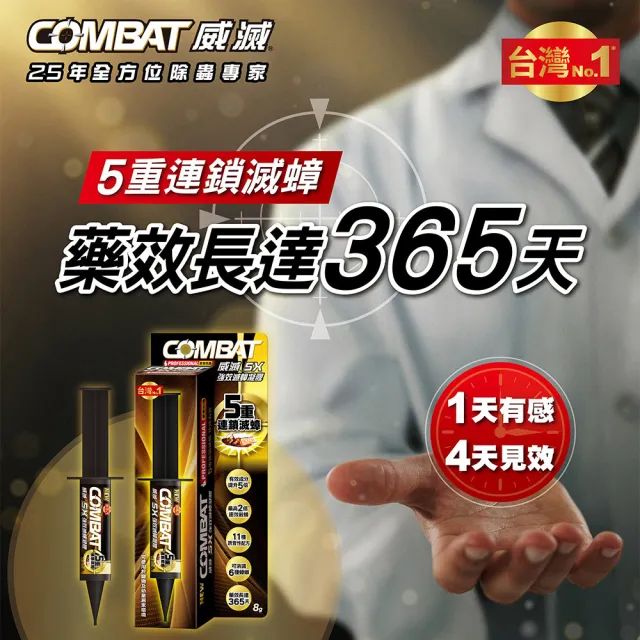 【Combat 威滅】5X強效滅蟑凝膠8gx3盒(除蟑螂藥)