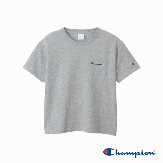 Champion 官方直營-寬版刺繡Logo短袖TEE-女(灰色)