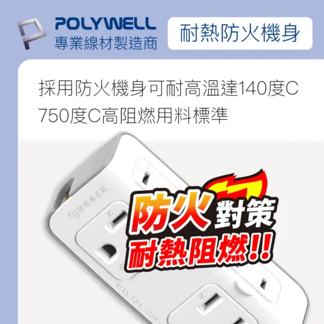 【POLYWELL】小壁插 3P轉2P小壁插 3P+2P插座