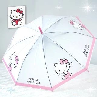 【HELLO KITTY】凱蒂貓半透明兒童長柄半自動雨傘(兒童雨傘)