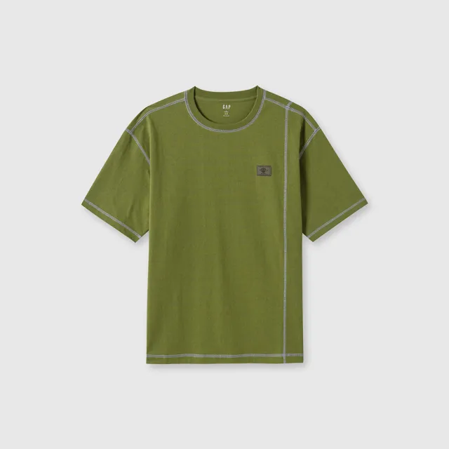 【GAP】男裝 純棉圓領短袖T恤-綠色(497895)