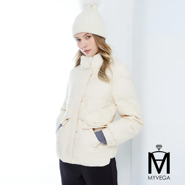 【MYVEGA 麥雪爾】MA高質感立領袋蓋寬鬆保暖輕羽絨外套-共四色(羽絨外套/冬季大衣/女外套)