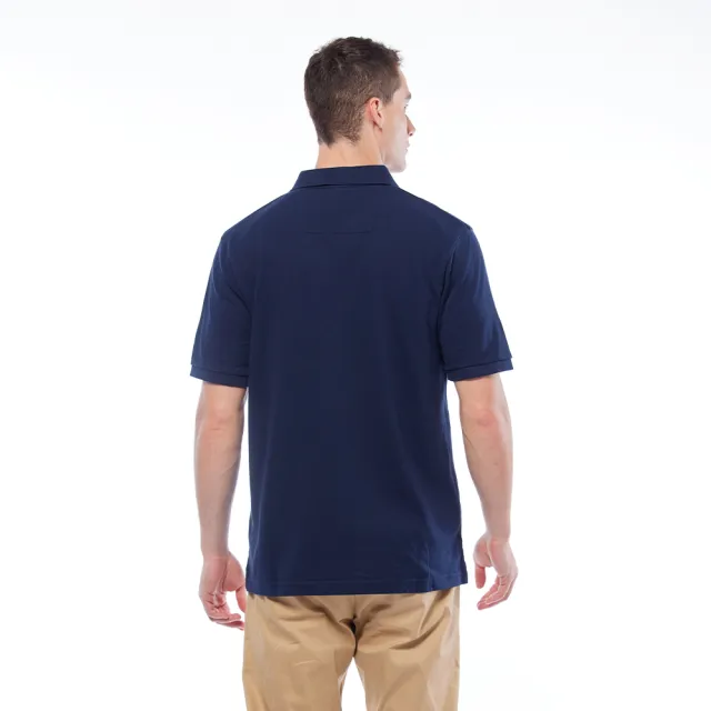 【NAUTICA】男裝 品牌LOGO造型門襟設計短袖POLO衫(深藍)