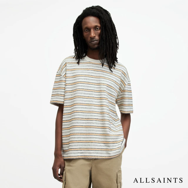 ALLSAINTS STANTON 厚實純棉寬鬆條紋短袖T恤 MD503Z(寬鬆版型)