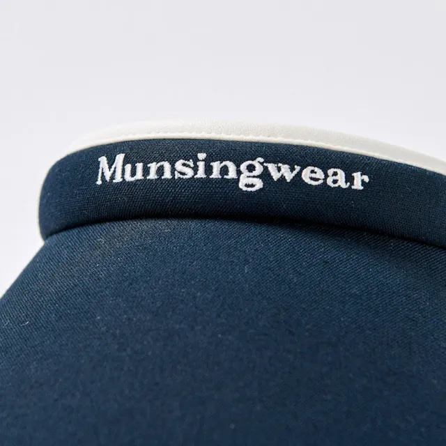 【Munsingwear】企鵝牌 女款藏青色寬帽沿皮革收邊質感遮陽帽 MLTJ0C51