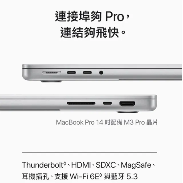 【Apple】快充磁吸充電線★MacBook Pro 14吋 M3 Pro晶片 11核心CPU與14核心GPU 18G/512G SSD
