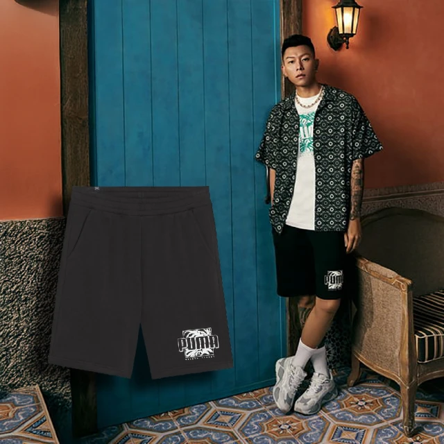 PUMA 短褲 Palm Resort Shorts 男款 黑 白 抽繩 寬鬆 瘦子款(683003-01)