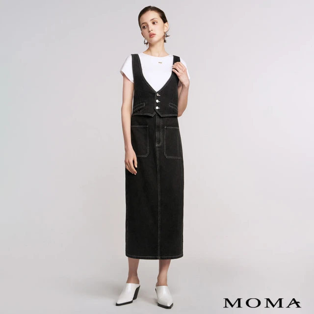 MOMA 造型拼接牛仔裙(黑色)好評推薦