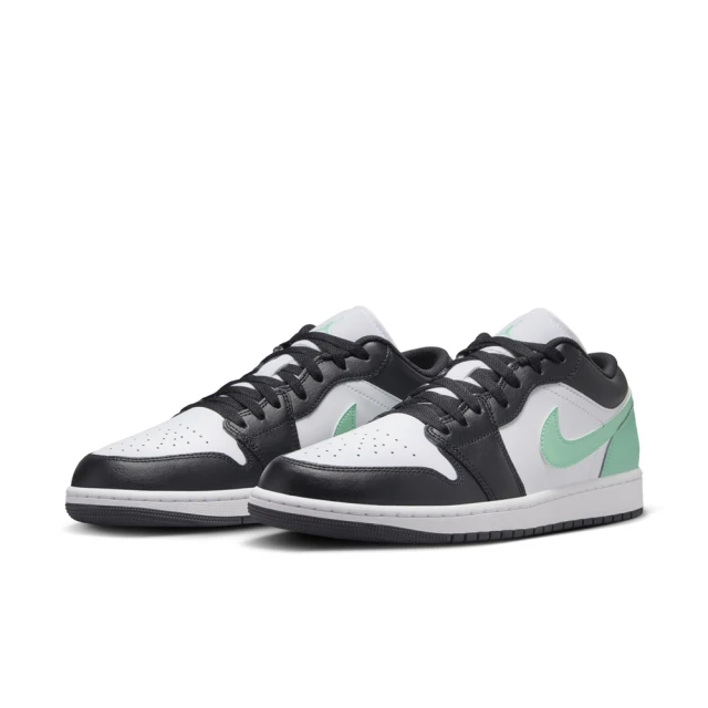 NIKE 耐吉NIKE 耐吉 運動鞋 休閒鞋 男鞋 AIR JORDAN 1 LOW Green Glow 黑 白 薄荷綠 皮革 AJ1 喬丹(553558131)