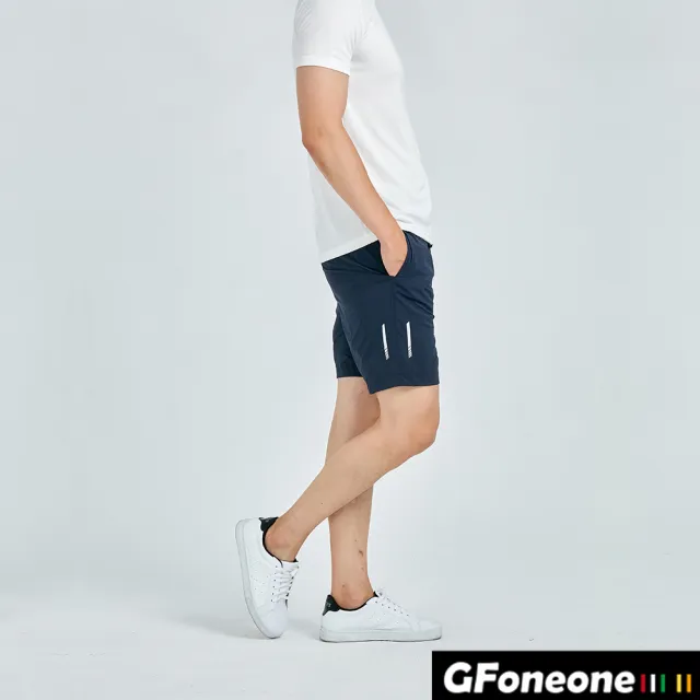 【GFoneone】男雙層透氣登山機能跑褲-丈青(男短褲)