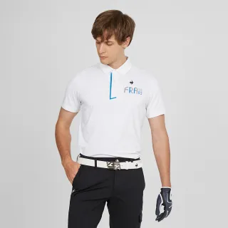 【LE COQ SPORTIF 公雞】高爾夫系列 男款白色經典LOGO印花抗UV短袖POLO衫 QGT2T203