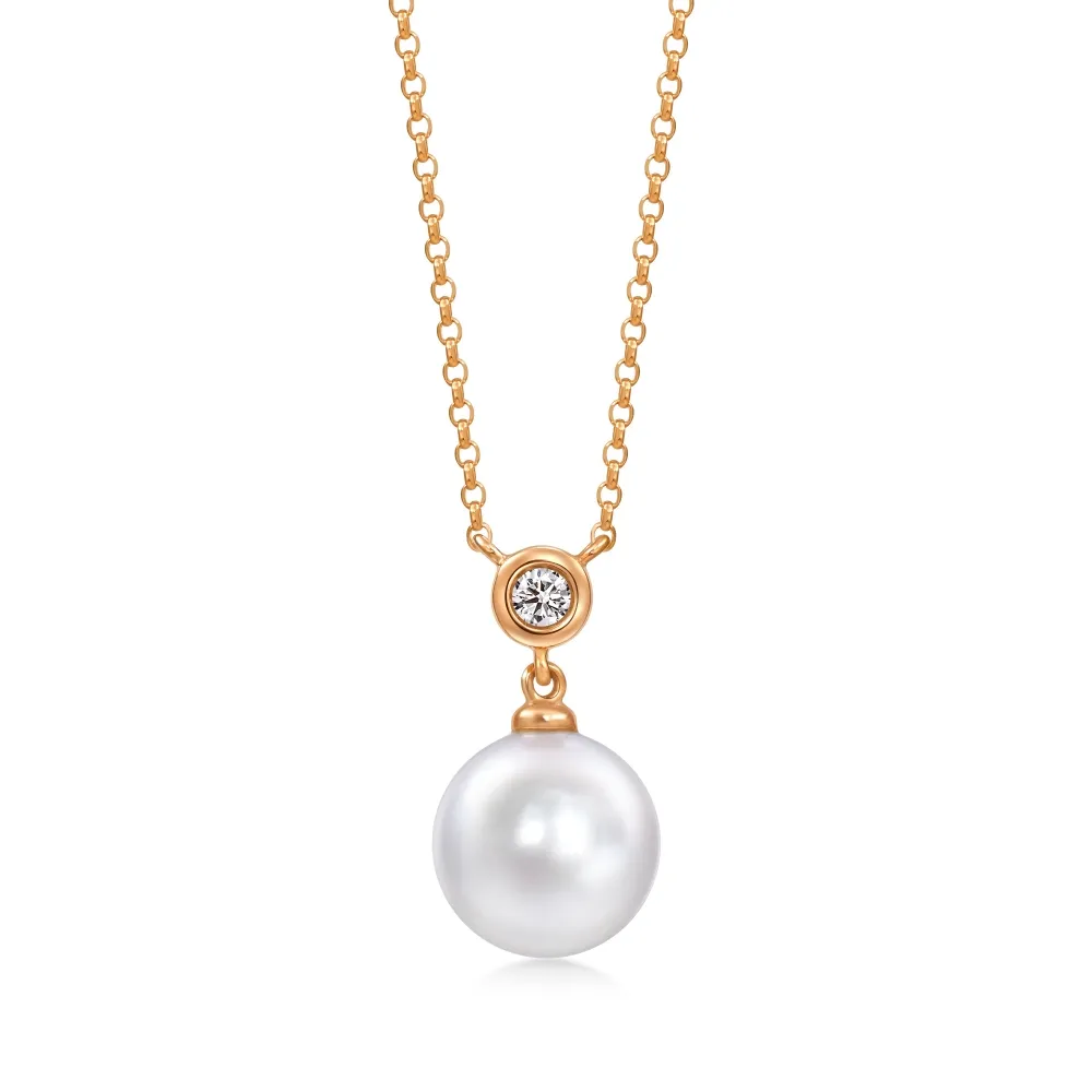 【點睛品】Daily Luxe 極光珍珠 18K玫瑰金鑽石項鍊