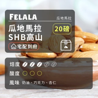 【Felala 費拉拉】中烘焙 瓜地馬拉 SHB高山 咖啡豆 20磅箱購(獨特清亮的花果氣息)