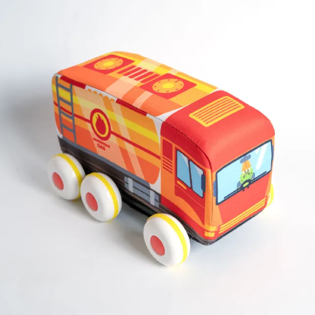 【Ocean Baby】布製玩具車套組-消防車+油罐車組(遊戲車/迴力車/嬰幼兒玩具車/布製可水洗/玩具車/布製車)