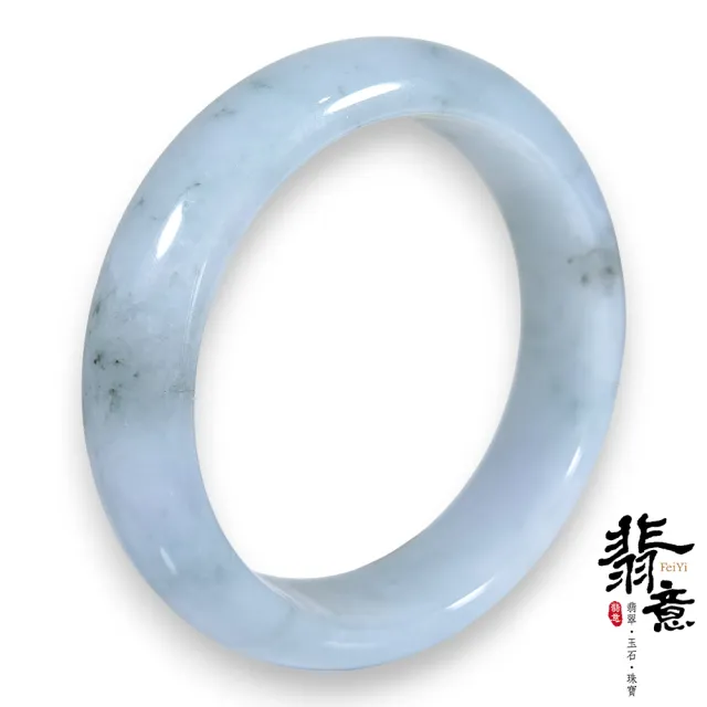 【翡意】天然翡翠A貨玉鐲細糯飄花晴水平安鐲(19.2圍/內徑60.4mm)