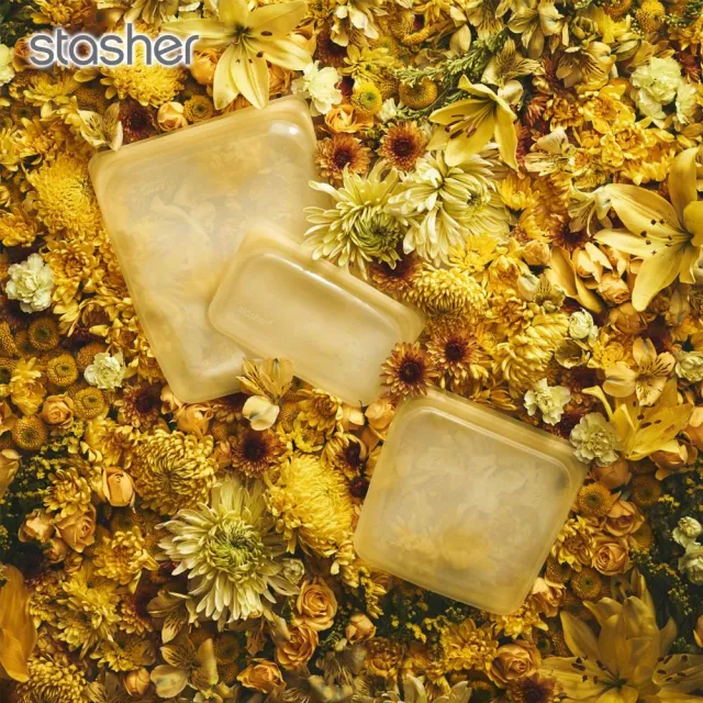 【美國Stasher】白金矽膠密封袋/食物袋/收納袋-長形(黃)