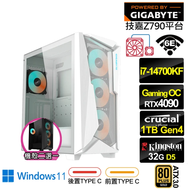 【技嘉平台】i7廿核GeForce RTX 4090 Win11{荷魯斯GR29CW}水冷電競電腦(i7-14700KF/Z790/32G/1TB/WIFI)