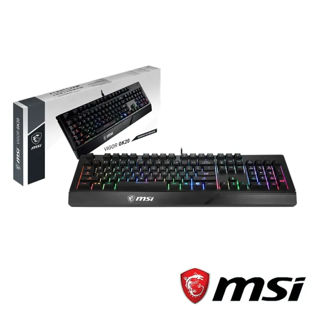 【MSI 微星】電競大全套★GH20耳機+GM20電競滑鼠+GD22鼠墊+Vigor GK20 防潑水電競鍵盤