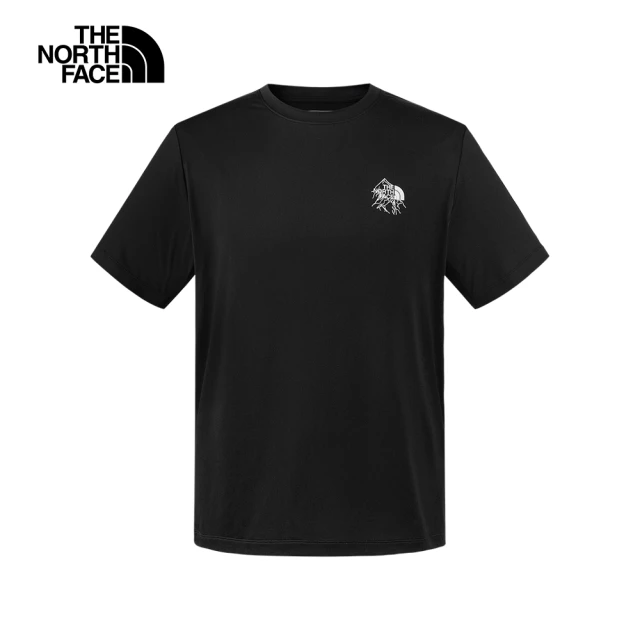 The North Face 北面男款黑色吸濕排汗防曬LOGO印花短袖T恤｜8CT2JK3