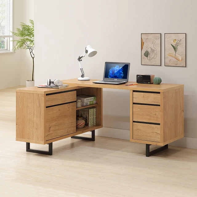 雅博德 經典L型書桌(L型書桌/DIY家具/天然橡木色)