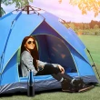 【EZlife】全自動彈簧式速開防曬露營帳篷-雙人(贈桌巾或野餐墊)