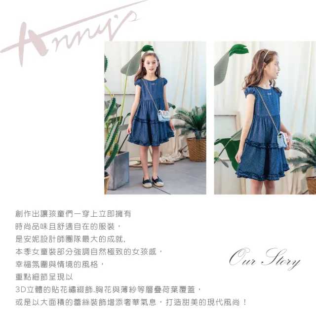 【ANNY’S 安妮公主】小點點春夏款天絲棉公主袖蛋糕裙洋裝(2314藍色)