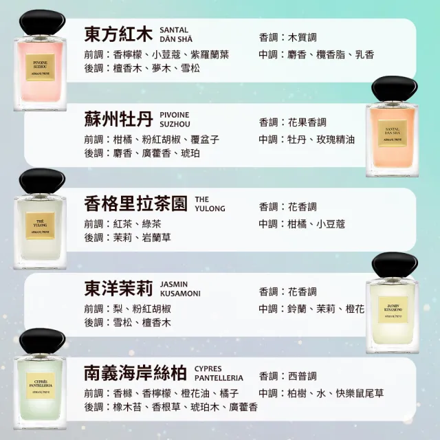 【Giorgio Armani 亞曼尼】高級訂製淡香水花園 100ml(國際航空版/多款任選/推薦香東方紅木/香格里拉茶園)