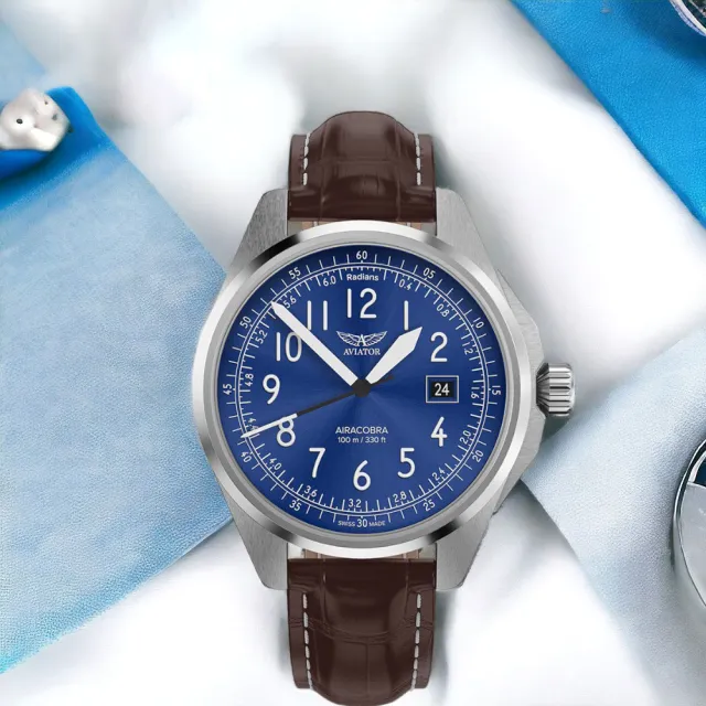 AVIATOR 飛行員 AIRACOBRA P43 TYPE A 飛行風格 腕錶 手錶 男錶(藍色-V13803254)
