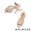 【MELROSE】美樂斯 簡約日常交叉帶牛皮美型高跟涼鞋(米)