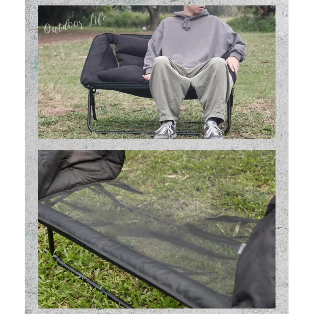 【NUIT 努特】暖窩 四季沙發雙人椅 情人椅 折合椅 折疊椅 露營椅 抱枕 睡袋(NTC140沙發抱枕組)