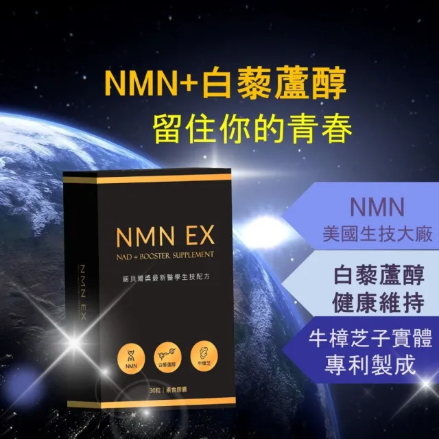 NMN EX 2入  共60顆(煙☆胺單核苷酸  牛樟芝 白藜蘆醇 葡萄皮萃取)