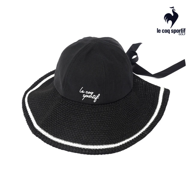 LE COQ SPORTIF 公雞 高爾夫系列 女款黑色氣質風編織特色寬帽沿遮陽帽 QLT0K133
