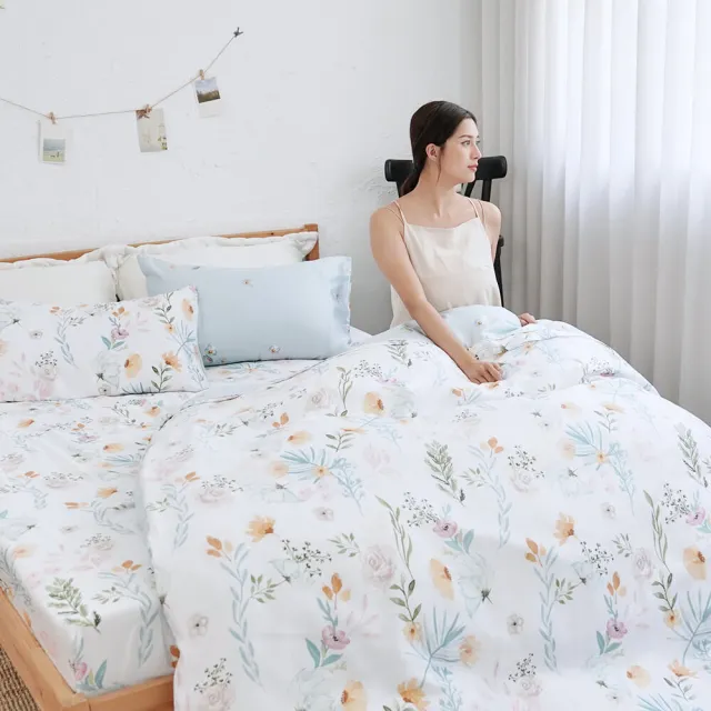 【BUHO 布歐】台灣製100%TENCEL天絲™床包枕套組-雙人(多款任選)