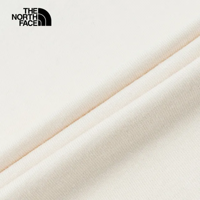 【The North Face 官方旗艦】北面男女款米白色純棉自行車趣味印花短袖T恤｜8CSWQLI