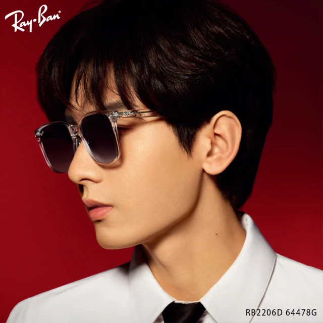 RayBan 雷朋 大方框太陽眼鏡 成毅配戴款(透明 深灰漸層鏡片#RB2206D 64478G-57mm)