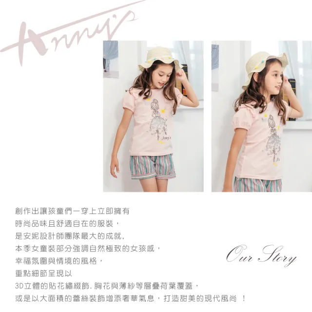 【ANNY’S 安妮公主】蝴蝶女孩春夏款彈性棉荷葉邊造型短袖上衣(2332粉紅)