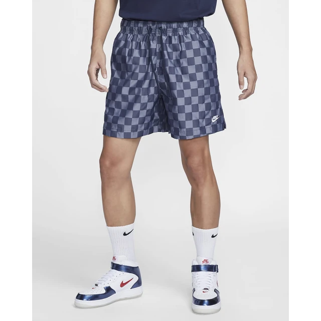 NIKE 耐吉 短褲 運動褲 休閒 男 AS M NK CLUB FLOW SHORT CHECKE 藍色(FN3099410)