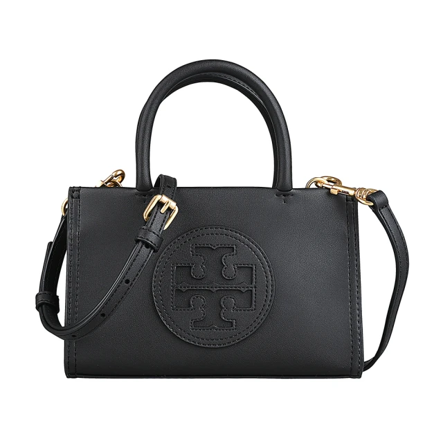 TORY BURCH TORY BURCH ELLA BIO雙T圓標LOGO生物基皮革吸扣式手提斜背包(迷你/黑)