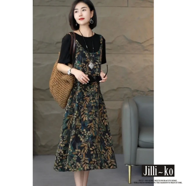 JILLI-KO 慢生活-後鬆緊高腰寬鬆復古休閒棉麻短褲-M