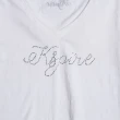 【Kspire】KSPIRE燙鑽態度文字V領短袖上衣 白色(短袖T恤/休閒旅遊/戶外運動登山/涼感舒適 現貨)