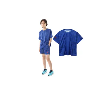【Champion】官方直營-吸汗速乾刺繡滿版印花短袖T恤-童(深藍色)