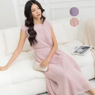 【MEDUSA 曼度莎】現貨-側抓褶飄逸雪紡直筒長洋裝 - 2色（M-XL）｜小禮服 雪紡洋裝 長洋裝(301-73706)