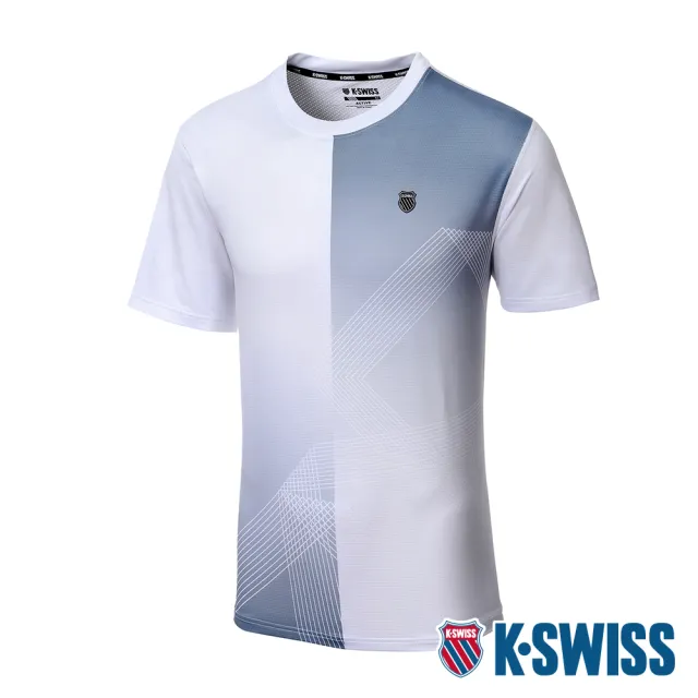 【K-SWISS】涼感排汗T恤 PF Tee -男-白/灰(1010235-106)