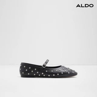 【ALDO】MARYLINA-真皮水鑽設計瑪莉珍平底鞋-女鞋(黑色)