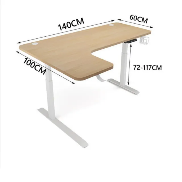 【MGSHOP】電動升降桌 L型轉角 電腦桌 書桌(140CM 辦公桌 Y104)