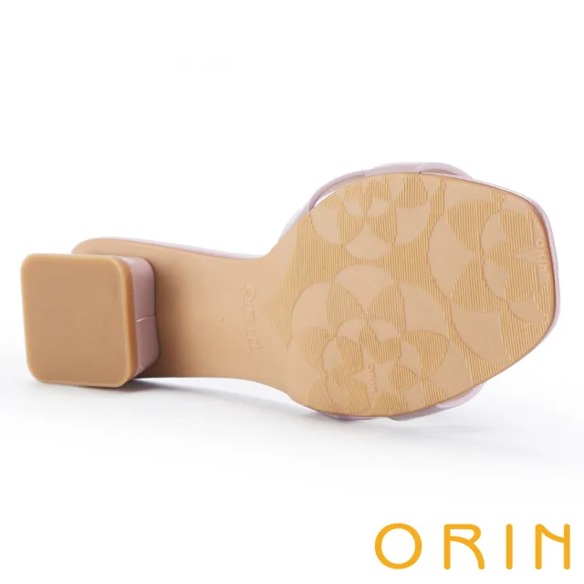 【ORIN】素色真皮編織設計粗跟拖鞋(紫色)