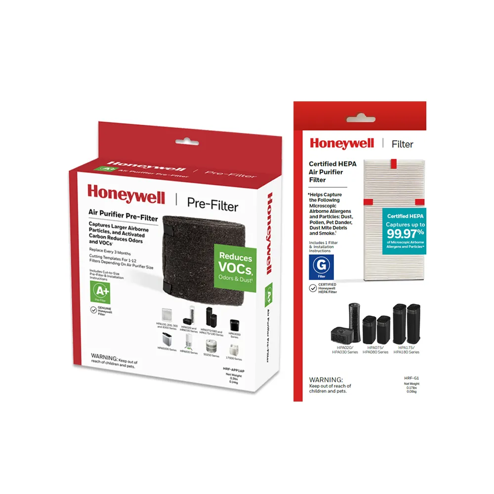 【美國Honeywell】適用HPA-030WTW一年份專用濾網組(HEPA濾網HRF-G1 x2+活性碳CZ除臭濾網HRF-APP1)