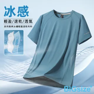 【B+ 大尺碼專家】現貨-大小尺碼-冰絲 涼感 排汗 圓領 T恤(0201061)