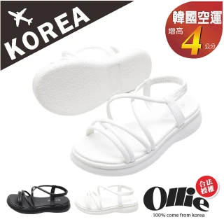 【OLLIE】韓國空運。素面線條繞帶露趾4CM厚底涼拖鞋/版型偏小(72-01029/現+預)